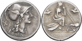 RÉPUBLIQUE ROMAINE - ROMAN REPUBLIC
Anonymes. Denier ND (115-114 av. J.-C.), Rome.
RRC.287/1 ; Argent - 3,97 g - 19,5 mm - 9 h
D’infimes marques à l’a...