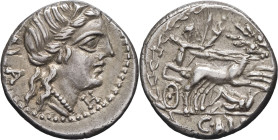RÉPUBLIQUE ROMAINE - ROMAN REPUBLIC
C. Allius Bala. Denier ND (92 av. J.-C.), Rome.
RRC.336/1b ; Argent - 3,72 g - 16 mm - 9 h
Lettre H et sauterelles...