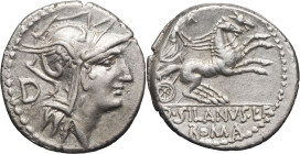 RÉPUBLIQUE ROMAINE - ROMAN REPUBLIC
D. Junius Silanus. Denier ND (91 av. J.-C.), Rome.
RRC.337/3 ; Argent - 3,83 g - 18 mm - 1 h
TTB.