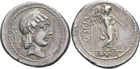 RÉPUBLIQUE ROMAINE - ROMAN REPUBLIC
L. Calpurnius Piso Frugi. Quinaire ND (90 av. J.-C.), Rome.
RRC.340.2d ; Argent - 2,15 g - 15 mm - 9 h
Belle frapp...