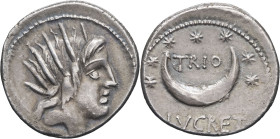 RÉPUBLIQUE ROMAINE - ROMAN REPUBLIC
L. Lucretius Trio. Denier ND (74 av. J.-C.), Rome.
RRC.390/1 ; Argent - 3,78 g - 18 mm - 2 h
Provient de la collec...