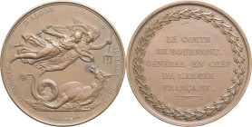 ALGÉRIE - ALGERIA
Charles X (1824-1830). Médaille, conquête d’Alger, le comte de Bourmont général en chef des armées, par Caqué 1830, Paris (Durand éd...