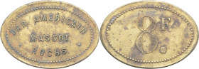 ALGÉRIE - ALGERIA
IIIe République (1870-1940). Monnaie de nécessité, Bar américain Mascot-Rochs à Alger, 8 francs ND.
Élie 145.4 - Lec.- ; Laiton - 4,...