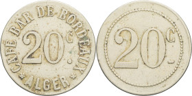 ALGÉRIE - ALGERIA
IIIe République (1870-1940). Monnaie de nécessité, Café bar de Bordeaux à Alger, 20 centimes ND.
Élie - (cf. 45.1) - Lec. cf. 151 (l...