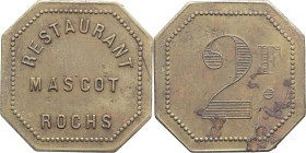 ALGÉRIE - ALGERIA
IIIe République (1870-1940). Monnaie de nécessité, Restaurant Mascot-Rochs à Alger, 2 francs ND.
Élie 150.3 - Lec.- ; Laiton - 6,07 ...