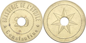 ALGÉRIE - ALGERIA
IIIe République (1870-1940). Monnaie de nécessité, Brasserie de l’étoile à Constantine, 20 centimes ND, Paris (Cartaux).
Élie 15.1 -...