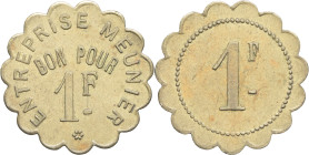 ALGÉRIE - ALGERIA
IIIe République (1870-1940). Monnaie de nécessité, Entreprise Meunier à Constantine, 1 franc ND.
Élie - - Lec.- ; Laiton - 2,80 g - ...