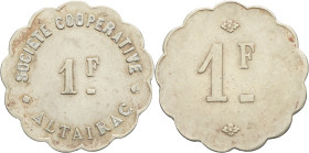 ALGÉRIE - ALGERIA
IIIe République (1870-1940). Monnaie de nécessité, Société coopérative Altairac à El Harrach, 1 franc ND, Paris (Cartaux).
Élie - - ...