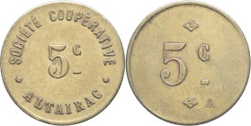 ALGÉRIE - ALGERIA
IIIe République (1870-1940). Monnaie de nécessité, Société coopérative Altairac à El Harrach, 5 centimes ND, Paris (Cartaux).
Élie -...