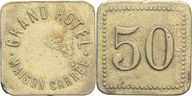 ALGÉRIE - ALGERIA
IIIe République (1870-1940). Monnaie de nécessité, Grand hôtel à Maison carrée, 50 centimes ND.
Élie - (cf. 10.1, 10 centimes) - Lec...
