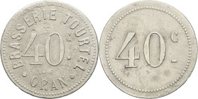 ALGÉRIE - ALGERIA
IIIe République (1870-1940). Monnaie de nécessité, Brasserie Tourtel à Oran, 40 centimes ND.
Élie 30.2 - Lec.320c ; Maillechort - 5,...