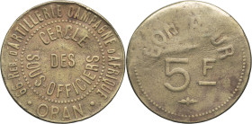 ALGÉRIE - ALGERIA
IIIe République (1870-1940). Monnaie de nécessité, Cercle des sous-officiers du 66e régiment d’artillerie de campagne d’Afrique à Or...