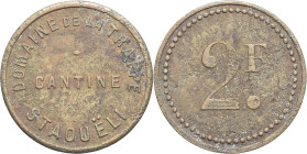 ALGÉRIE - ALGERIA
IIIe République (1870-1940). Monnaie de nécessité, cantine du Domaine de la Trappe à Staouëli, 2 francs ND.
Élie 10.3 - Lec.381 ; La...