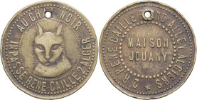 ALGÉRIE - ALGERIA
IIIe République (1870-1940). Jeton de maison close, Au Chat noir, Maison Jouany à Alger ND.
Paynat 22 - Lec.194 ; Laiton - 6,23 g - ...