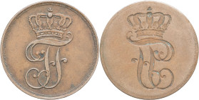 ALLEMAGNE - GERMANY
Mecklenbourg-Schwerin, Frédéric François I (1785-1837). 2 pfenninge ND (1828-1831).
KM.281 ; Cuivre - 2,00 g - 19 mm - 12 h
Frappe...