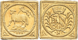 ALLEMAGNE - GERMANY
Nuremberg (ville de). 1/4 ducat klippe ND (c. 1700) GFN, Nuremberg.
Fr.1892 ; Or - 0,86 g - 11 mm - 12 h
Superbe.