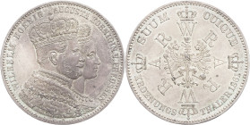 ALLEMAGNE - GERMANY
Prusse, Guillaume Ier (1861-1888). Thaler, couronnement de Guillaume Ier et Augusta de Saxe-Weimar 1861, Berlin.
KM.488 - Dav.778 ...