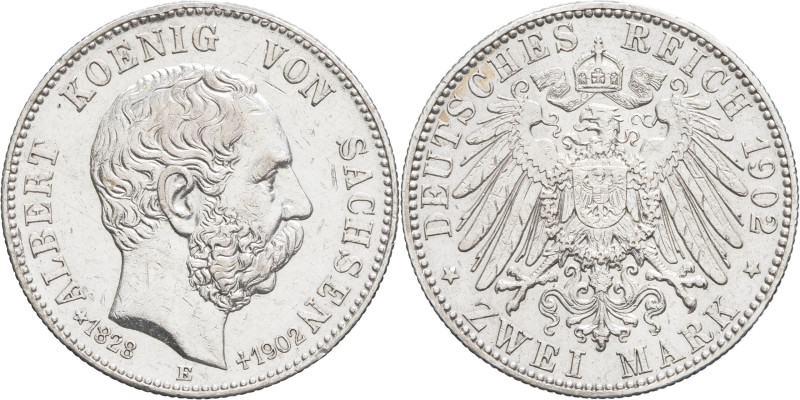 ALLEMAGNE - GERMANY
Saxe, Albert (1873-1902). 2 (zwei) mark, mort du roi Albert ...