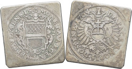 ALLEMAGNE - GERMANY
Wurtemberg, cité d’Ulm. Gulden klippe, siège d’Ulm 10 septembre 1704, Ulm.
MO.4.1.25.3.3 ; Argent - 14,05 g - 28,5 mm - 12 h
TB....