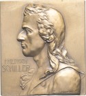 ALLEMAGNE - GERMANY
République de Weimar (Empire allemand) (1918-1933). Plaque, Friedrich Schiller, par F. Stiasny ND (c. 1910).
Bronze - 116,33 g -...