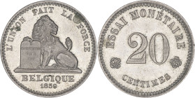 BELGIQUE - BELGIUM
Léopold Ier (1831-1865). Essai de 20 centimes au lion par Braemt 1859, Bruxelles.
Dupr.654 ; Cupro-nickel - 5,93 g - 23 mm - 6 h
Qu...