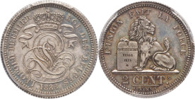 BELGIQUE - BELGIUM
Léopold Ier (1831-1865). Épreuve en argent de 2 centimes 1833.
Dup.55 ; Argent - 22 mm - 6 h
PCGS SP64 (80515987). 
Très rare. Supe...
