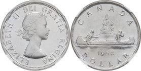 CANADA - CANADA
Élisabeth II (1952-2022). Dollar 1954, Ottawa.
KM.54 ; Argent - [23,33] g - 36 mm - 12 h
NGC MS 62 (6385872-015). 
Superbe.