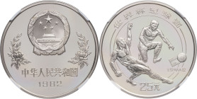 CHINE - CHINA
République populaire de Chine (depuis 1949). 25 yuan, coupe du monde de football en Espagne, Flan bruni (PROOF) 1982.
KM.59 ; Argent - [...