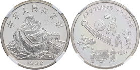 CHINE - CHINA
République populaire de Chine (depuis 1949). 3 yuan, anciennes monnaies chinoises, Flan bruni (PROOF) 1992.
KM.403 ; Argent - [15,00] g ...