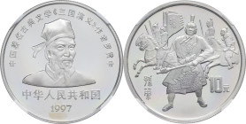 CHINE - CHINA
République populaire de Chine (depuis 1949). 10 yuan, Sun Ce, Flan bruni (PROOF) 1997.
KM.1086 ; Argent - [27,00] g - 38 mm - 12 h
NGC P...
