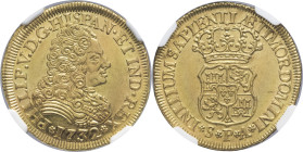 ESPAGNE - SPAIN
Philippe V (1700-1746). 2 escudos 1732, S, Séville.
Fr.235 ; Or - 22,5 mm - 12 h
NGC MS 62 (4618411-009). 
Exemplaire exceptionnel. Su...