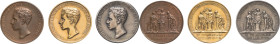 ESPAGNE - SPAIN
Alphonse XIII (1886-1931). Coffret de 3 médailles Or, argent et bronze, jurement de la Constitution par le Roi, par B. Maura 1902, Mad...