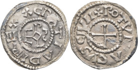FRANCE / CAROLINGIENS - FRANCE / CAROLINGIAN
Charles II le Chauve (840-877). Denier ND, Rouen.
P.378-379 - MG.878 ; Argent - 1,72 g - 20,5 mm - 6 h
Ca...