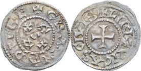 FRANCE / CAROLINGIENS - FRANCE / CAROLINGIAN
Eudes (888-898). Denier ND, Limoges.
P.779-783 - MG.1332 ; Argent - 1,68 g - 23,5 mm - 7 h
TTB.
