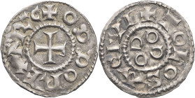 FRANCE / CAROLINGIENS - FRANCE / CAROLINGIAN
Eudes (888-898). Denier ND, Toulouse.
P.823 - MG.1340 ; Argent - 1,34 g - 20 mm - 3 h
TTB à Superbe.