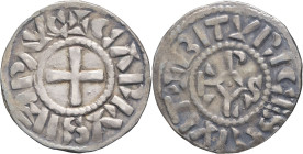 FRANCE / CAROLINGIENS - FRANCE / CAROLINGIAN
Charles le Chauve ou au nom de Charles Empereur (fin IXe - début Xe s.). Denier ND, Bourges.
P.745-746 - ...