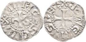 FRANCE / CAROLINGIENS - FRANCE / CAROLINGIAN
Lothaire II (954-986). Denier ND, Bourges.
P.758 - MG.1666 ; Argent - 1,01 g - 19,5 mm - 4 h
TTB.