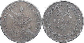 FRANCE - FRANCE
Convention (1792-1795). Essai au module de 2 sols à la République par Bernier An II (1793, moulage postérieur), Paris.
Maz. cf. 361 ...