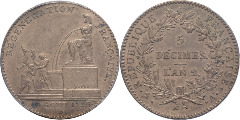 FRANCE - FRANCE
Convention (1792-1795). 5 décimes régénération An 2 (1793), A, P...