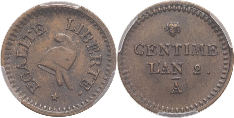 FRANCE - FRANCE
Convention (1792-1795). Essai de Centime au bonnet Phrygien An 2...