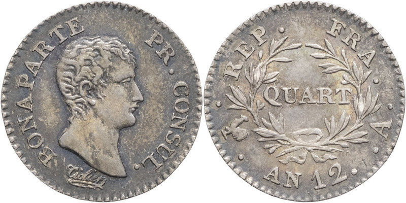 FRANCE - FRANCE
Consulat (1799-1804). Quart de franc Bonaparte An 12 (1804), A, ...