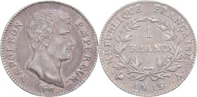FRANCE - FRANCE
Premier Empire / Napoléon Ier (1804-1814). 1 franc calendrier révolutionnaire An 13 (1805), A, Paris.
G.443 - F.201 ; Argent - 4,98 g ...