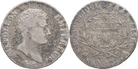 FRANCE - FRANCE
Premier Empire / Napoléon Ier (1804-1814). Demi-franc calendrier révolutionnaire An 13 (1805), A, Paris.
G.395 - F.174 ; Argent - 2,47...