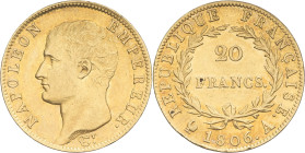 FRANCE - FRANCE
Premier Empire / Napoléon Ier (1804-1814). 20 francs tête nue, calendrier grégorien 1806, A, Paris.
G.1023 - F.513 - Fr.487a ; Or - 6,...