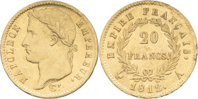 FRANCE - FRANCE
Premier Empire / Napoléon Ier (1804-1814). 20 francs Empire 1812, A, Paris.
G.1025 - F.516 - Fr.511 ; Or - 6,38 g - 21 mm - 6 h
Avec s...