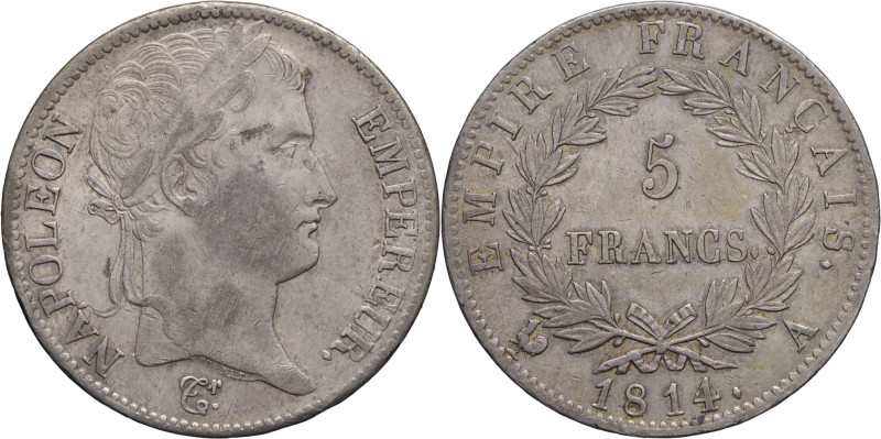 FRANCE - FRANCE
Premier Empire / Napoléon Ier (1804-1814). 5 francs Empire 1814,...