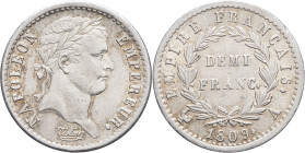 FRANCE - FRANCE
Premier Empire / Napoléon Ier (1804-1814). Demi-franc Empire 1809, A, Paris.
G.399 - F.178 ; Argent - 2,43 g - 18 mm - 6 h
Superbe.