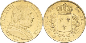 FRANCE - FRANCE
Louis XVIII (1814-1824). 20 francs buste habillé 1815/4, Q, Perpignan.
G.1026 - F.517 - Fr.529 ; Or - 6,44 g - 21 mm - 6 h
TTB.
