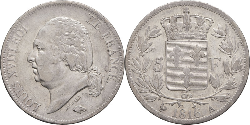 FRANCE - FRANCE
Louis XVIII (1814-1824). 5 francs buste nu 1816, A, Paris.
G.614...