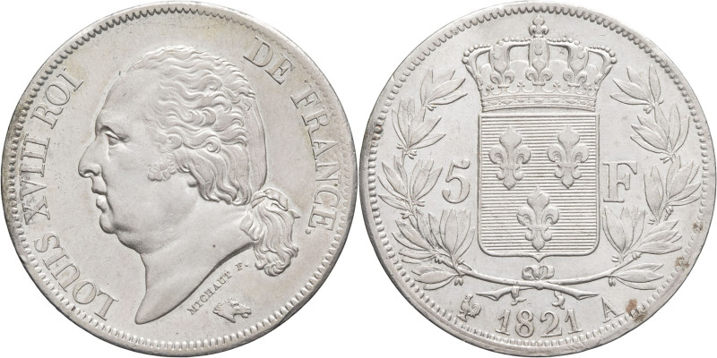 FRANCE - FRANCE
Louis XVIII (1814-1824). 5 francs buste nu 1821, A, Paris.
G.614...